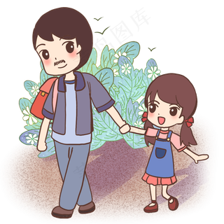 父亲接女儿放学