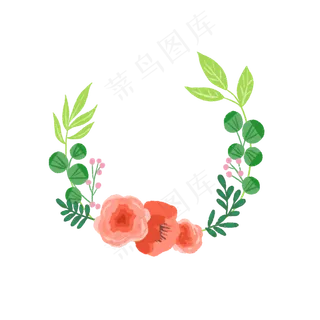 手绘可爱植物花朵花环