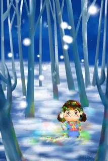 圣诞节冬天女孩礼物彩灯