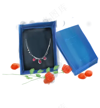 情人节项链礼物和花朵