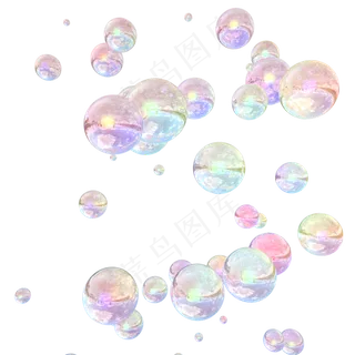 C4D渐变金属玻璃质感立体漂浮泡泡,免抠元素