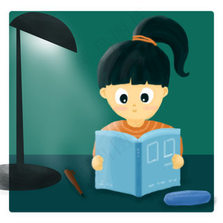 夏季毕业高考女孩灯下学习读书手