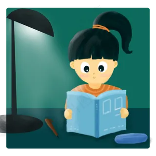 夏季毕业高考女孩灯下学习读书手