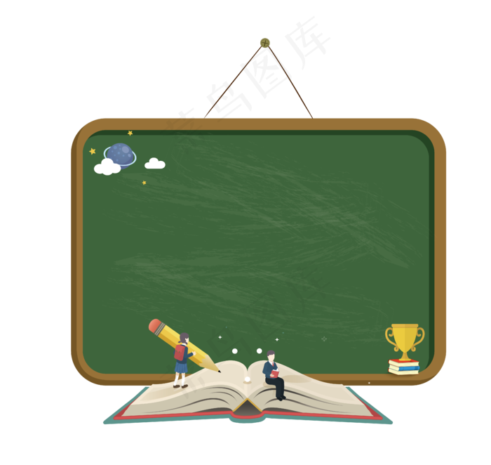 矢量卡通扁平化高考黑板边框素材