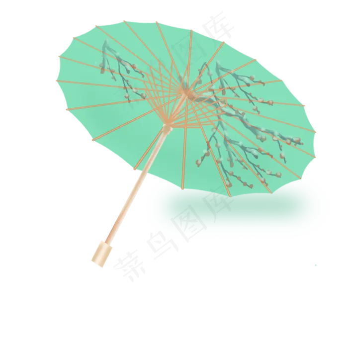 清明节小清新绿色雨伞