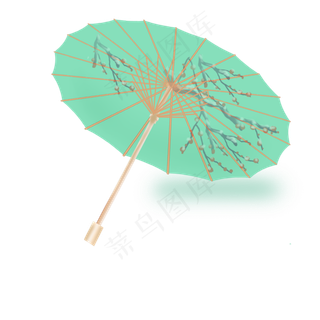 清明节小清新绿色雨伞