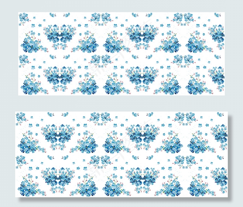 复古兰色碎花花朵海报背景