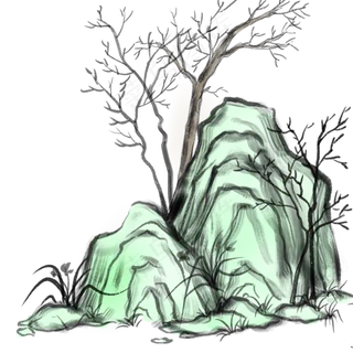 中国风山水画国画水墨青绿山水