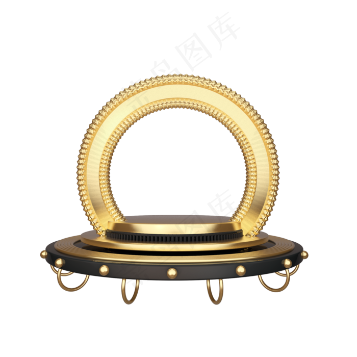 C4D立体黑金舞台背景,免抠元素