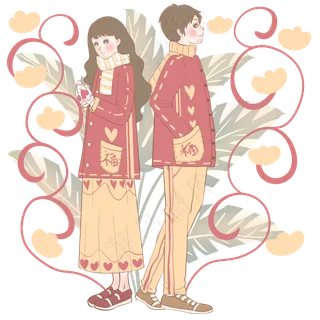 情人小年相聚分外开心,免抠元素