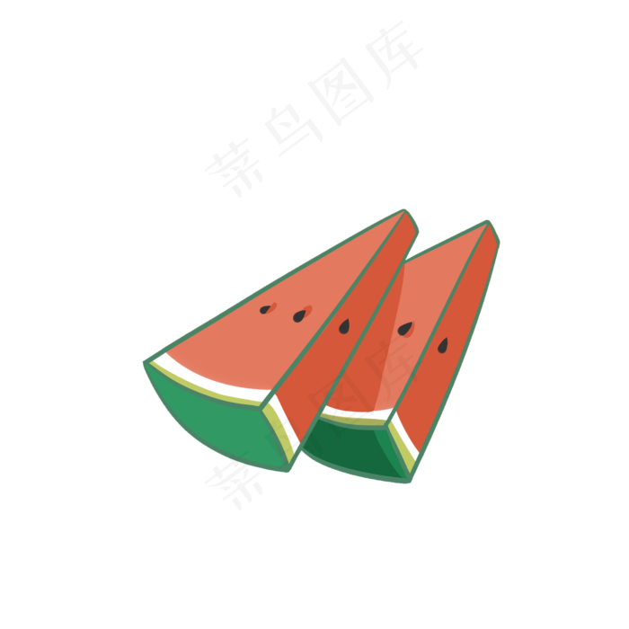 两块被切开的西瓜水果