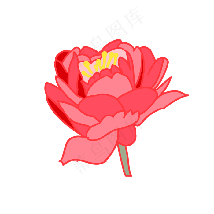 红玫瑰手绘装饰图案