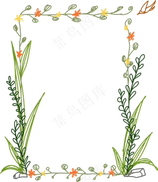 卡通手绘线性可爱清新自然春夏花,免抠元素