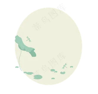 手绘立夏荷叶蜻蜓边框 手绘立夏荷叶蜻蜓边框