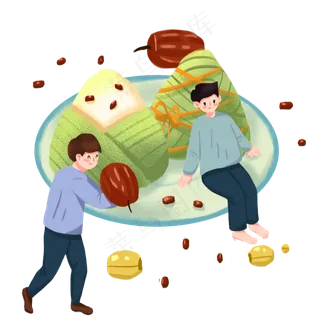 端午节板绘枣子吃粽子节日元素