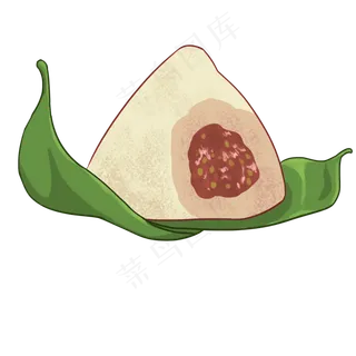 打开的肉馅粽子png元素