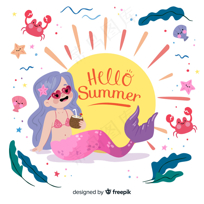 平面你好夏日背景