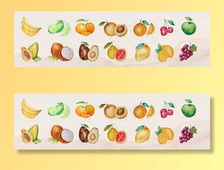 各种孤立的水彩水果的集合