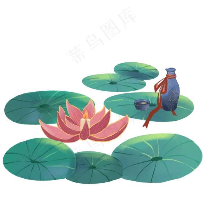 中秋荷塘荷花(3000X3000(DPI:300))psd模版下载