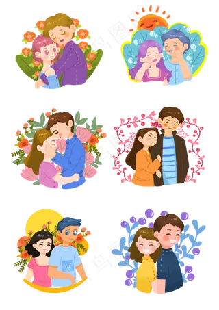 手绘时尚卡通情侣合集二