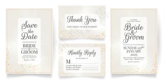 水彩背景婚礼请柬套装模板