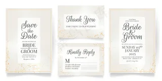 水彩背景婚礼请柬套装模板