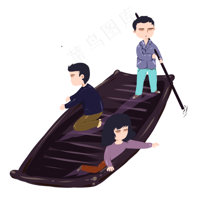 坐着小船去放水灯的人们免扣图