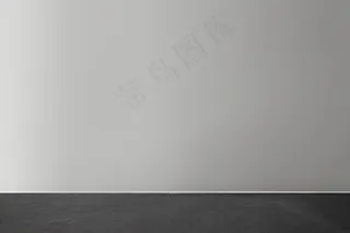 与木地板的灰色空白混凝土墙模型样机