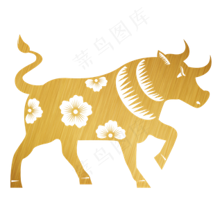 牛年烫金剪纸装饰素材