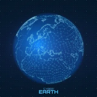 由数字和线条构成的矢量世界地图。抽象的地球连接图。未来派球形地图。以欧洲为中心。科技星球概念。国际数据通信