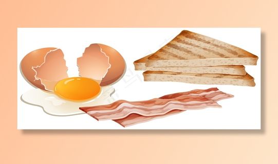 一套白色背景的早餐