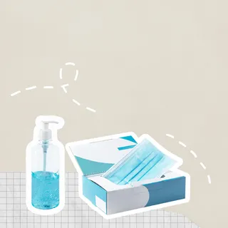 酒精凝胶和面罩背景