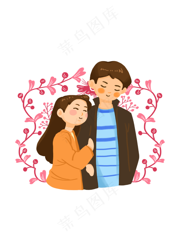 手绘时尚卡通情侣