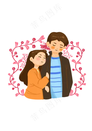 手绘时尚卡通情侣