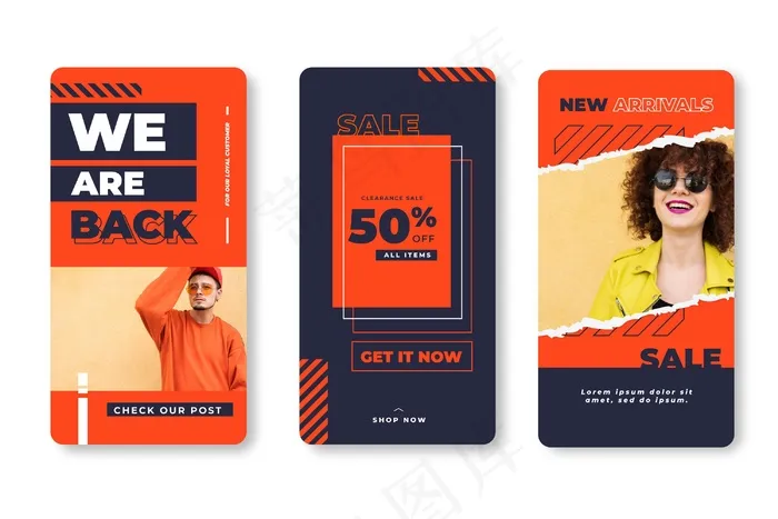 彩色模板销售故事集eps,ai矢量模版下载