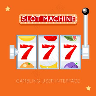 在线吃角子*。成功幸运，赌博游戏，*头奖，赌场*插画。矢量赌博用户界面