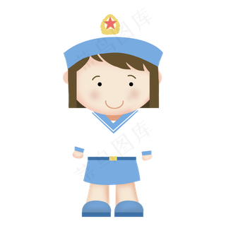 手绘国庆节可爱海军女兵