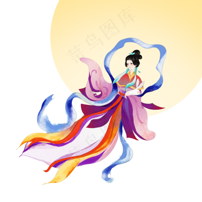 奔月飞天嫦娥(3000X3000(DPI:300))psd模版下载