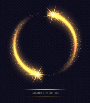 魔法金环光效隔离。发光的星尘，有明亮的波基和闪光。矢量图。