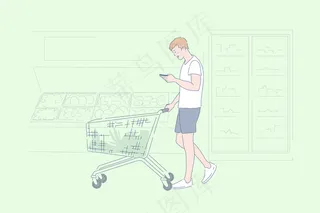 在超市购物的男人