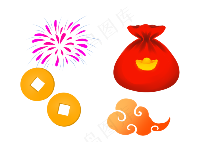 新年烟花福袋贴纸