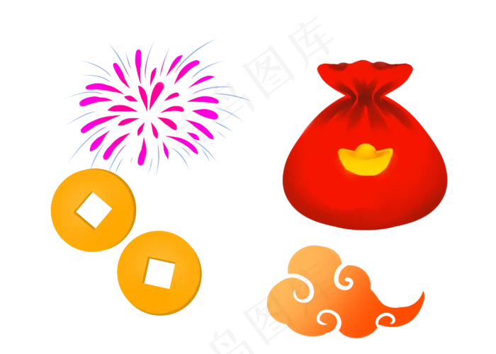 新年烟花福袋贴纸(2800X2000(DPI:299))psd模版下载