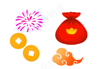 新年烟花福袋贴纸