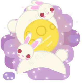 粉色系中秋节卡通萌兔