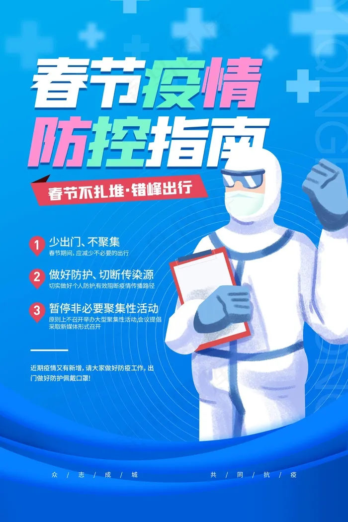 新冠疫情防控海报展板psd模版下载