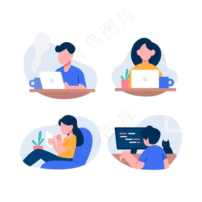 远程工作人员eps,ai矢量模版下载