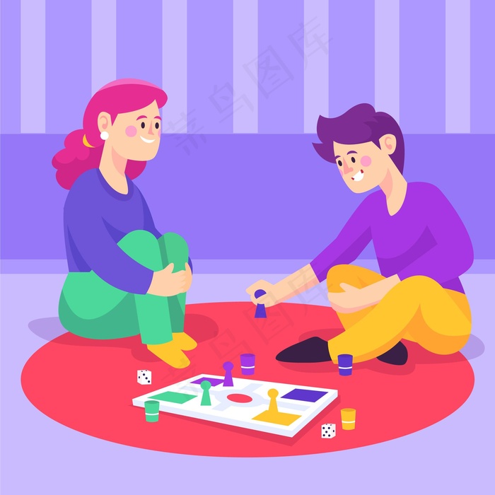 朋友们在家玩ludo游戏eps,ai矢量模版下载