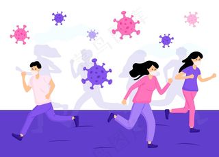 逃离冠状病毒粒子的人