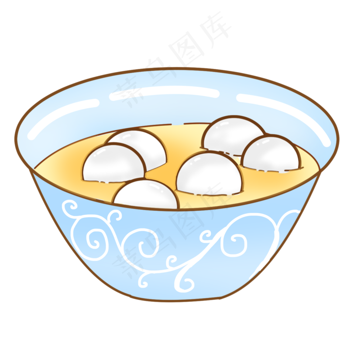 手绘汤圆矢量插画