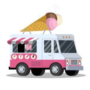 冰淇淋车。有甜食的货车。美味的